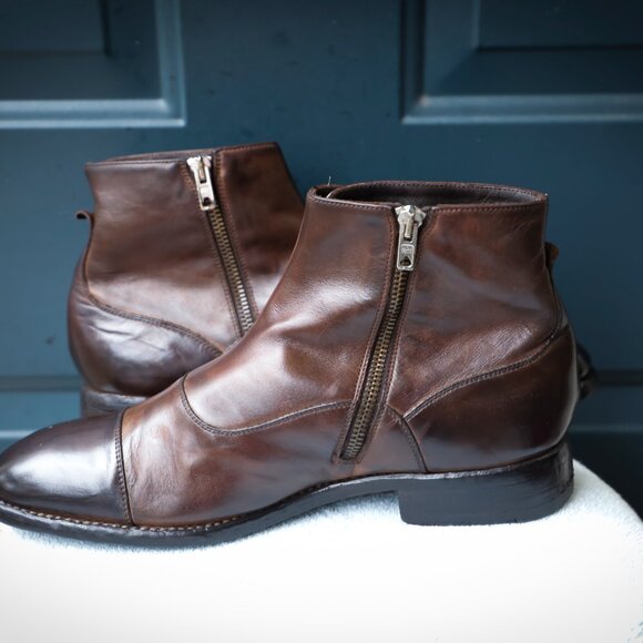 Calzoleria Harris for Barneys Vintage 8.5 Brown Burnished Italian Cap Toe Mens B - Picture 5 of 13